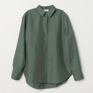 HM silk shirt in dark green